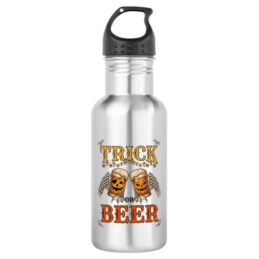 Süßes oder Bier Halloween-Kürbis-Tasse Skeletthänd Edelstahlflasche (Vorderseite)
