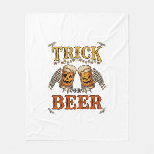 Süßes oder Bier Halloween-Kürbis-Tasse Skeletthänd Fleecedecke