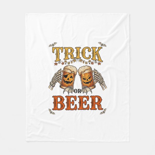 Süßes oder Bier Halloween-Kürbis-Tasse Skeletthänd Fleecedecke (Vorderseite)