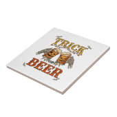 Süßes oder Bier Halloween-Kürbis-Tasse Skeletthänd Fliese (Seite)