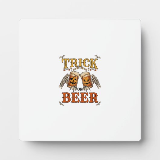 Süßes oder Bier Halloween-Kürbis-Tasse Skeletthänd Fotoplatte (Vorderseite)