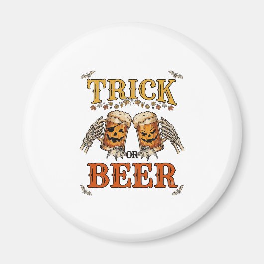 Süßes oder Bier Halloween-Kürbis-Tasse Skeletthänd Magnet (Vorne)