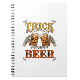 Süßes oder Bier Halloween-Kürbis-Tasse Skeletthänd Notizblock