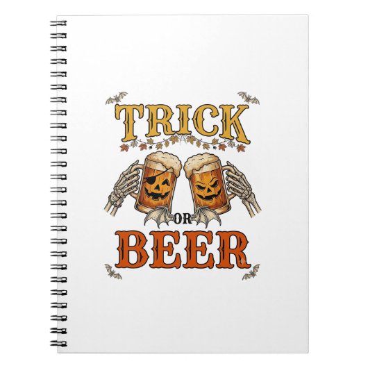 Süßes oder Bier Halloween-Kürbis-Tasse Skeletthänd Notizblock (Vorderseite)