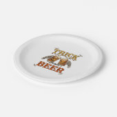 Süßes oder Bier Halloween-Kürbis-Tasse Skeletthänd Pappteller (Schrägansicht)
