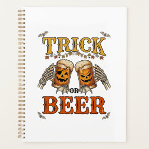 Süßes oder Bier Halloween-Kürbis-Tasse Skeletthänd Planer