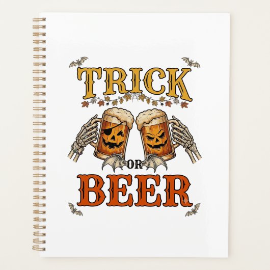 Süßes oder Bier Halloween-Kürbis-Tasse Skeletthänd Planer (Vorderseite)
