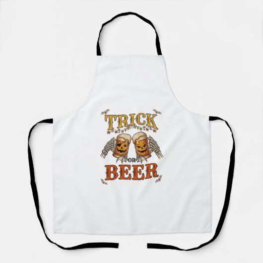 Süßes oder Bier Halloween-Kürbis-Tasse Skeletthänd Schürze (Vorderseite)