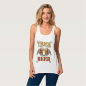 Süßes oder Bier Halloween-Kürbis-Tasse Skeletthänd Tank Top (Vorderseite Vollansicht)