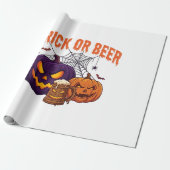 Süßes oder Bier Halloween-Kürbis-Tasse Spinnennetz Geschenkpapier (Ungerollt)