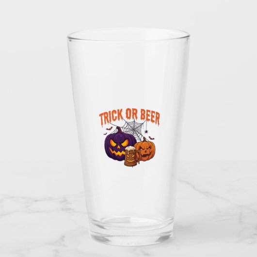 Süßes oder Bier Halloween-Kürbis-Tasse Spinnennetz Glas (Vorderseite)