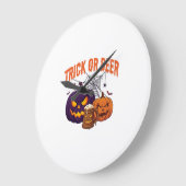 Süßes oder Bier Halloween-Kürbis-Tasse Spinnennetz Große Wanduhr (Winkel)