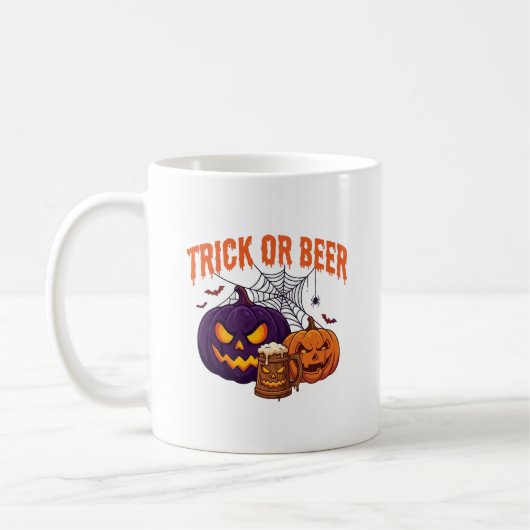 Süßes oder Bier Halloween-Kürbis-Tasse Spinnennetz Kaffeetasse (Links)