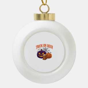 Süßes oder Bier Halloween-Kürbis-Tasse Spinnennetz Keramik Kugel-Ornament