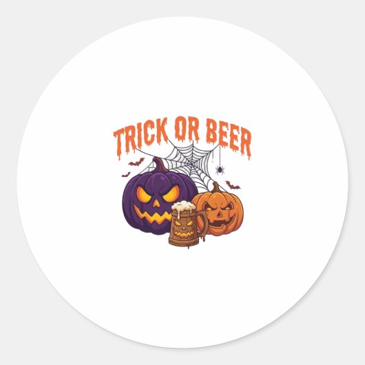 Süßes oder Bier Halloween-Kürbis-Tasse Spinnennetz Runder Aufkleber (Vorderseite)
