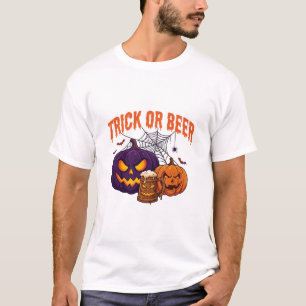 Süßes oder Bier Halloween-Kürbis-Tasse Spinnennetz T-Shirt