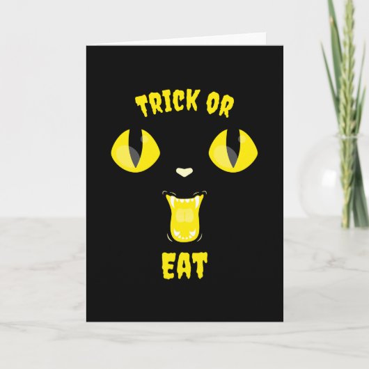 Süßes oder Essen Lustige Halloween Hungrige Katze Karte (Vorderseite)