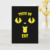 Süßes oder Essen Lustige Halloween Hungrige Katze Karte (Gelbe Blume)