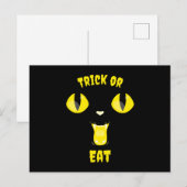 Süßes oder Essen Lustige Halloween Hungrige Katze Postkarte (Vorne/Hinten)