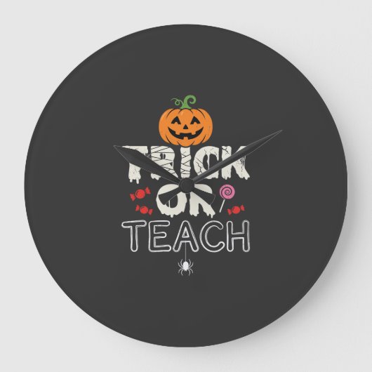 Süßes oder Lehrendes Halloween-Lehrer-Design (2)_1 Große Wanduhr (Vorderseite)
