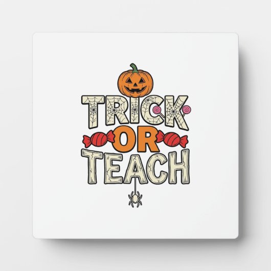 Süßes oder Lehrendes Halloween Lehrer Vintage Vekt Fotoplatte (Vorderseite)