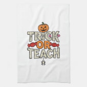 Süßes oder Lehrendes Halloween Lehrer Vintage Vekt Geschirrtuch (Vertikal)