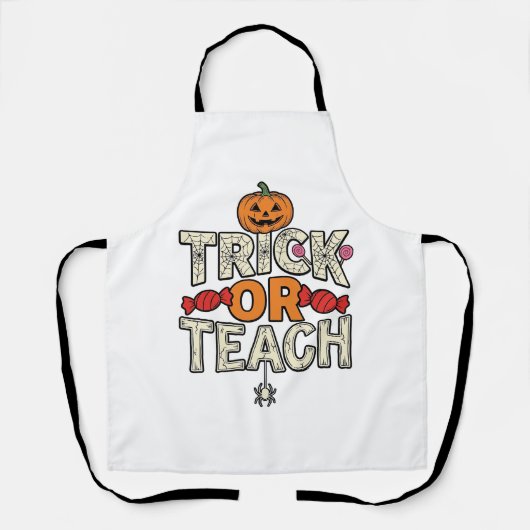 Süßes oder Lehrendes Halloween Lehrer Vintage Vekt Schürze (Vorderseite)
