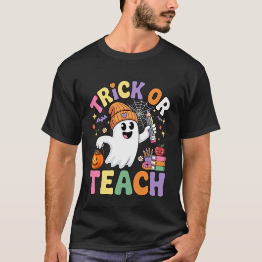 Süßes oder Lehrendes Halloween Lustiger Lehrer Hal T-Shirt (Vorderseite)
