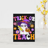 Süßes oder Lehrerin Gespenst Lehrreich Spaß Hallow Karte (Gelbe Blume)