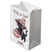 Süßes oder Saures Benutzerdefinierte schwarze Katz Mittlere Geschenktüte (Vorderseite Schrägansicht)