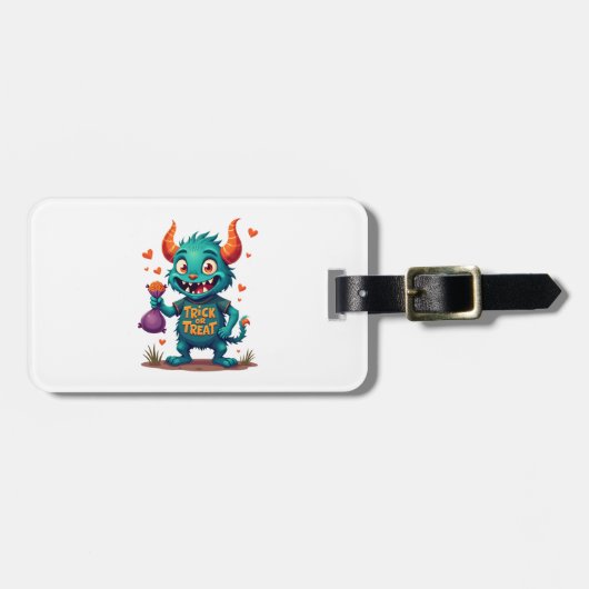 Süßes oder Saures Candy Monster � Halloween T-Shir Gepäckanhänger (Vorderseite horizontal)