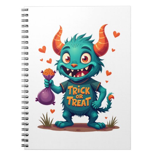 Süßes oder Saures Candy Monster � Halloween T-Shir Notizblock (Vorderseite)