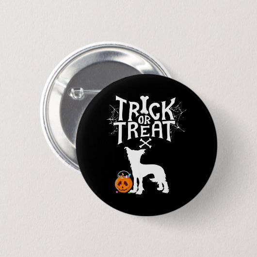 Süßes oder Saures Chinesischer Crested-Halloween-H Button (Vorne & Hinten)