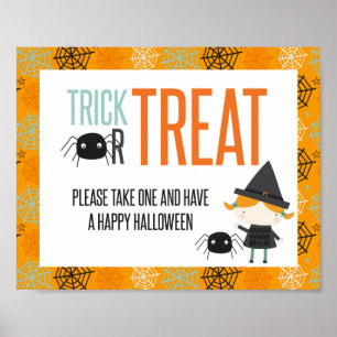 Süßes oder Saures Frohes Halloween Süßigkeiten-Tür Poster