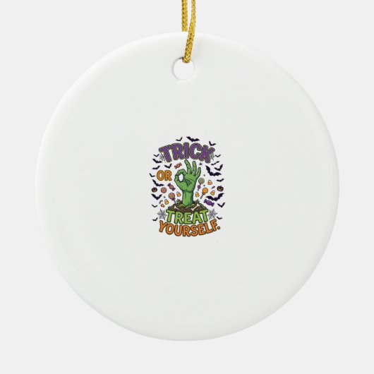 Süßes oder Saures für dich Zombie-Hand Halloween-S Keramik Ornament (Vorne)