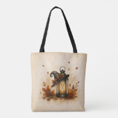 Süßes oder Saures Geist & schwarze Katze Halloween Tasche (Rückseite)