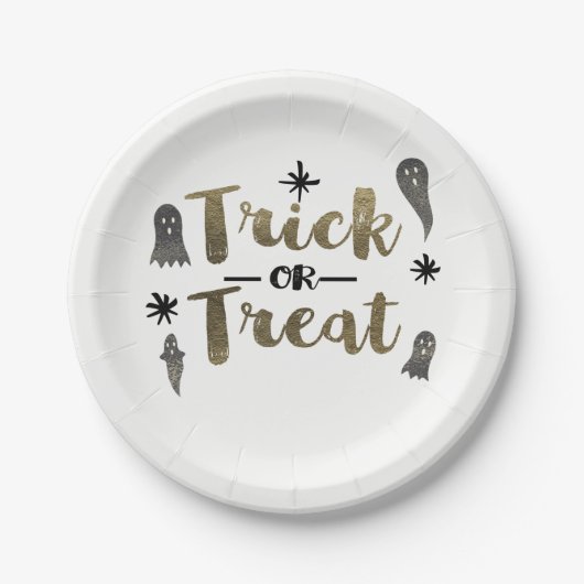 Süßes oder Saures Ghost Chic Moderne Halloween-Par Pappteller (Vorderseite)