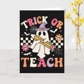 Süßes oder Saures Groovy Lehrer Halloween Retro Fl Karte (Gelbe Blume)