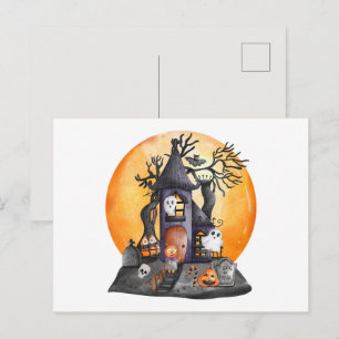 Süßes oder Saures Gruselige Halloween-Nacht Postkarte