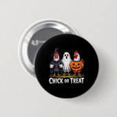 Süßes oder Saures Gruselige Hexe Geist Kürbis Huhn Button (Vorne & Hinten)