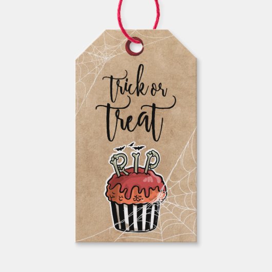 Süßes oder Saures Halloween-Cupcake Geschenkanhänger (Vorderseite)