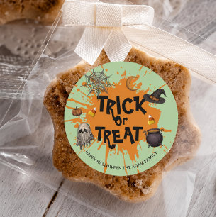 Süßes oder Saures Halloween Favor Geschenktüten Au Runder Aufkleber