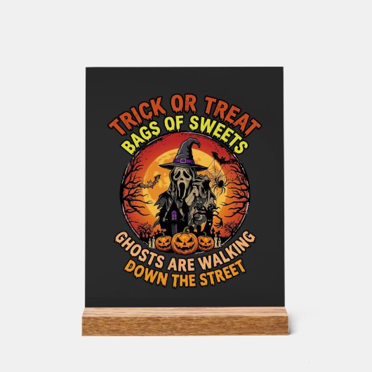Süßes oder Saures Halloween Geist Kürbis Spuk-Haus Acrylschild (Vorderseite)