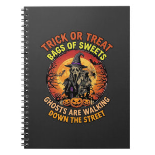 Süßes oder Saures Halloween Geist Kürbis Spukhaus Notizblock