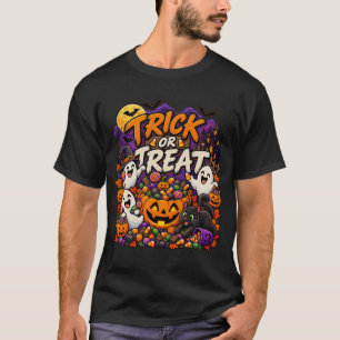 Süßes oder Saures Halloween-Geister Schwarze Katze T-Shirt