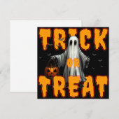 Süßes oder Saures Halloween gruselig Geist Kürbis Dankeskarte (Vorne/Hinten)