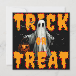 Süßes oder Saures Halloween gruselig Geist Kürbis Dankeskarte