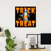 Süßes oder Saures Halloween gruselig Geist Kürbis Poster (Heimbüro)