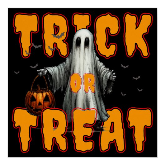 Süßes oder Saures Halloween gruselig Geist Kürbis Poster (Vorderseite)