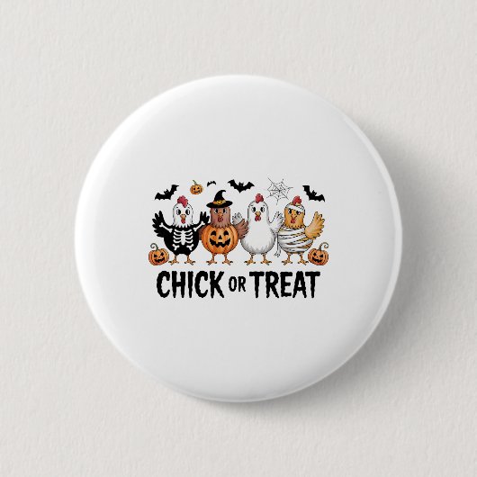 Süßes oder Saures Halloween Hexe Grusel-Huhn Button (Vorderseite)